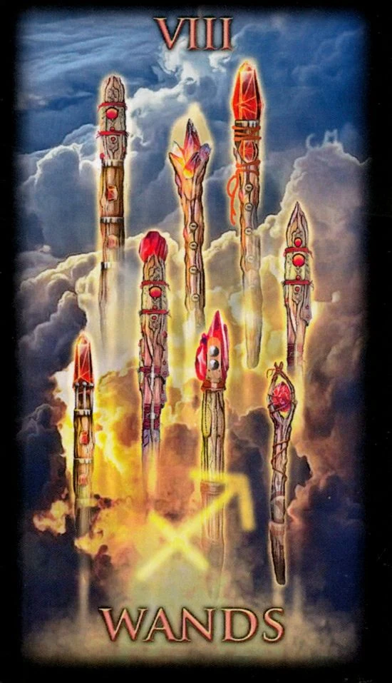 Eight of Wands card from the Marchetti Tarot deck