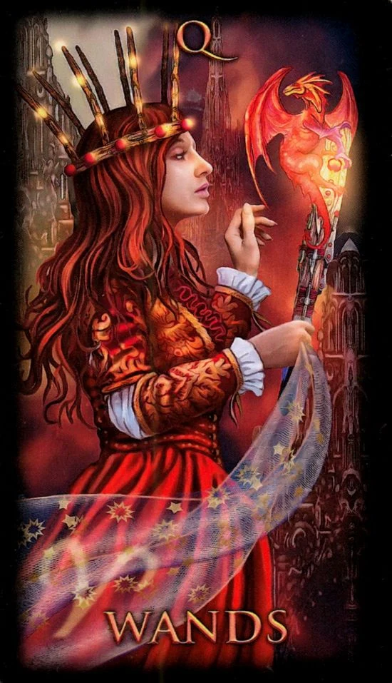 Queen of Wands card from the Marchetti Tarot deck
