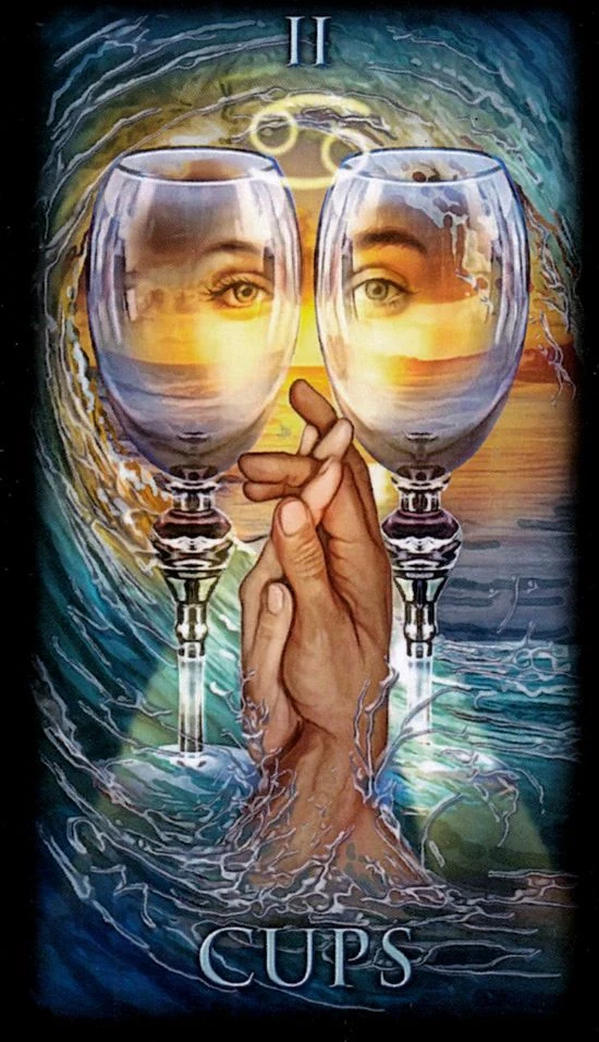Two of Cups card from the Marchetti Tarot deck