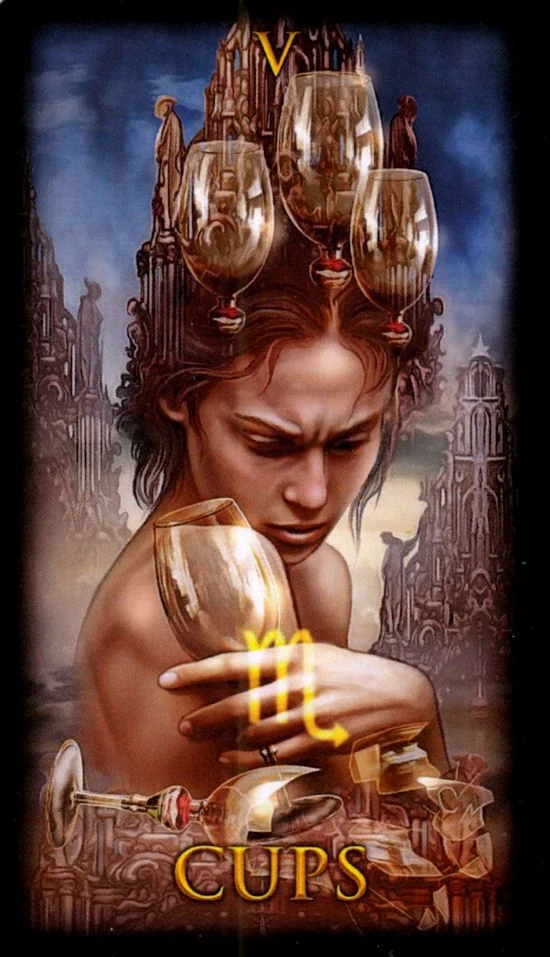 Five of Cups card from the Marchetti Tarot deck