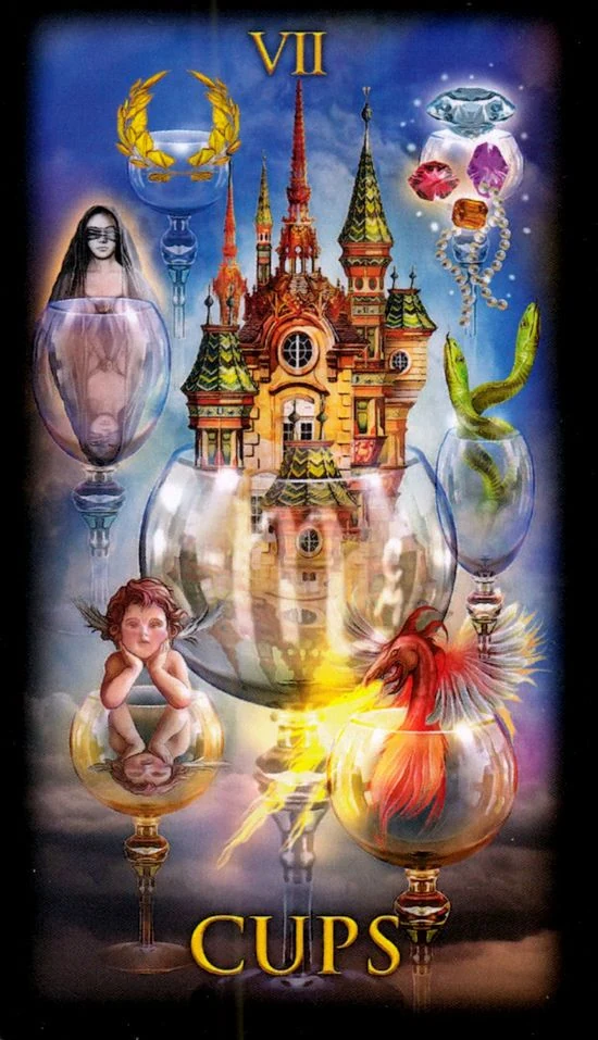 Seven of Cups card from the Marchetti Tarot deck