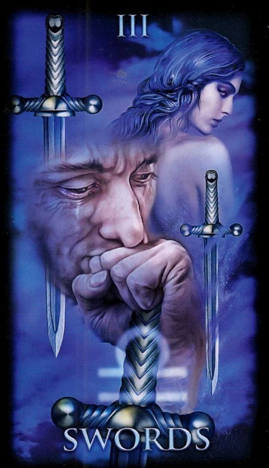 Three of Swords card from the Marchetti Tarot deck