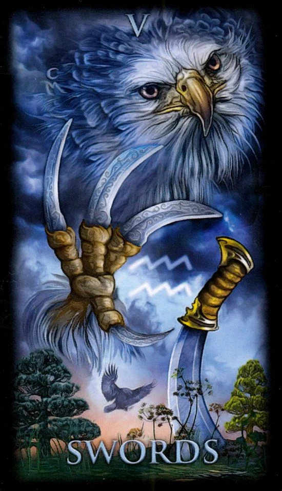 Five of Swords card from the Marchetti Tarot deck