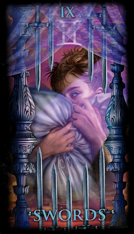 Nine of Swords card from the Marchetti Tarot deck