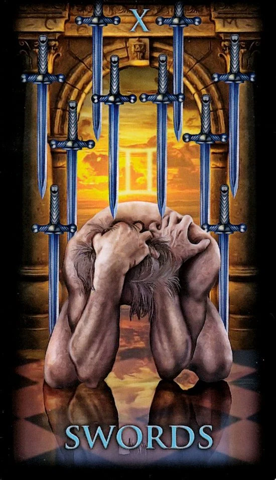Ten of Swords card from the Marchetti Tarot deck
