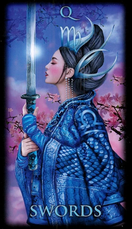 Queen of Swords card from the Marchetti Tarot deck