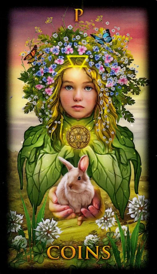 Page of Coins card from the Marchetti Tarot deck