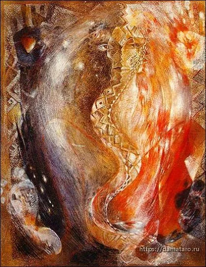 The Lovers card from the Margarete Petersen Tarot deck