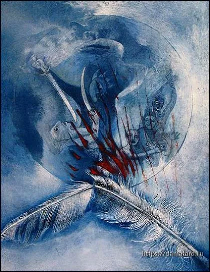 Five of Cups card from the Margarete Petersen Tarot deck