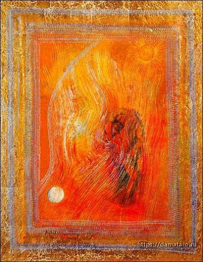 Two of Coins card from the Margarete Petersen Tarot deck