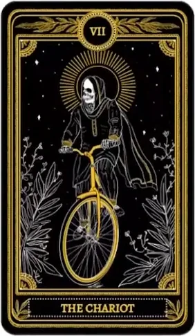 The Chariot card from the Marigold Tarot deck
