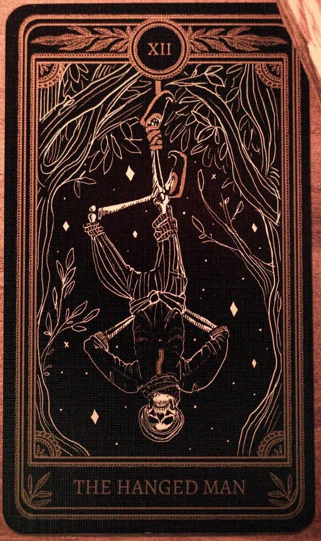 The Hanged Man card from the Marigold Tarot deck