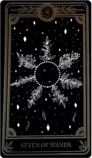 Seven of Wands card from the Marigold Tarot deck