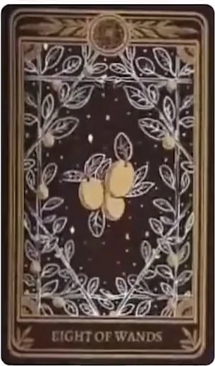 Eight of Wands card from the Marigold Tarot deck