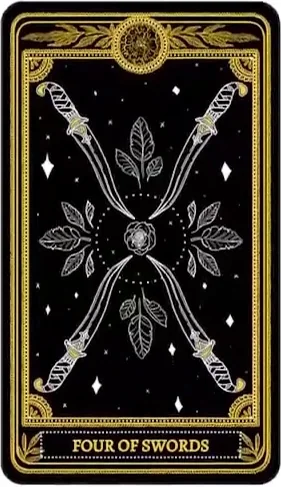 Four of Swords card from the Marigold Tarot deck