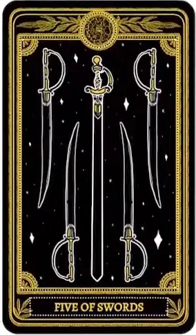 Five of Swords card from the Marigold Tarot deck