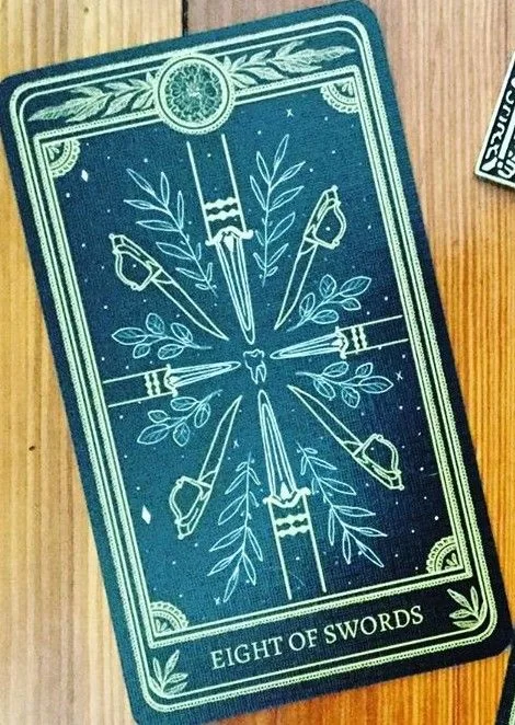 Eight of Swords card from the Marigold Tarot deck