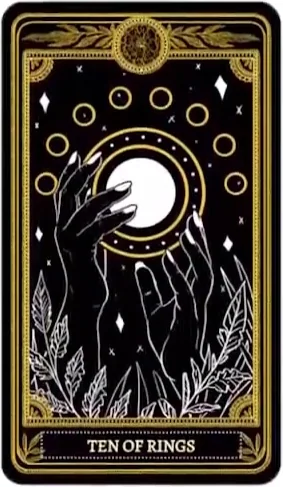 Ten of Rings card from the Marigold Tarot deck