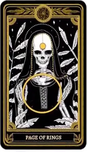 Page of Rings card from the Marigold Tarot deck