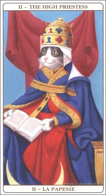 The High Priestess card from the Marseille Cat Tarot deck