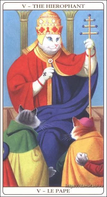 The Hierophant card from the Marseille Cat Tarot deck