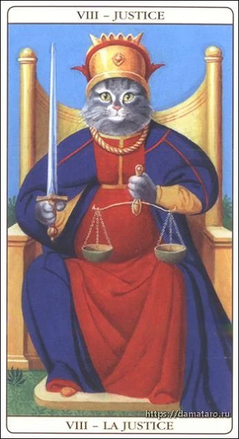 Justice card from the Marseille Cat Tarot deck