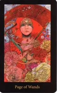 Page of Wands card from the Mary-El Tarot deck