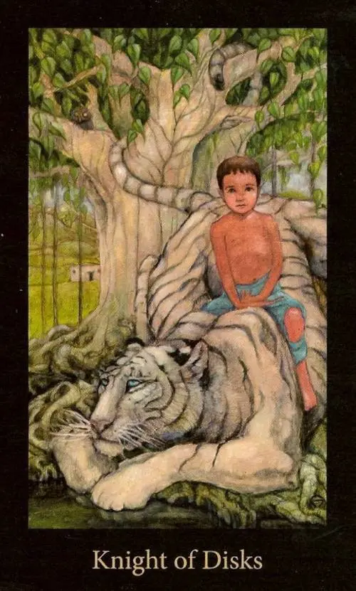 Knight of Pentacles card from the Mary-El Tarot deck