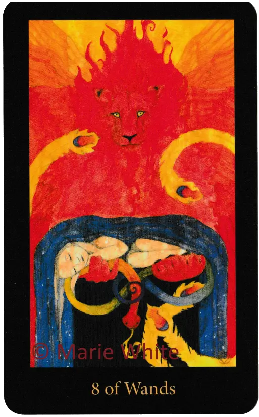 8 of Wands card from the Mary-El Tarot deck