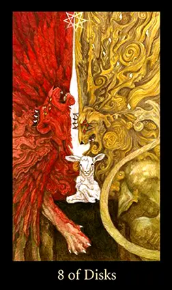 8 of Pentacles card from the Mary-El Tarot deck