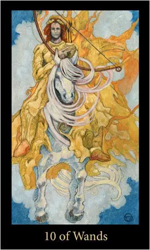 10 of Wands card from the Mary-El Tarot deck