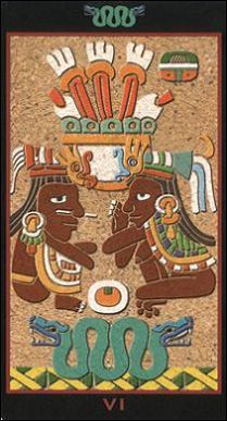 The Lovers card from the Mayan Tarot deck