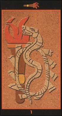 Ace of Wands card from the Mayan Tarot deck