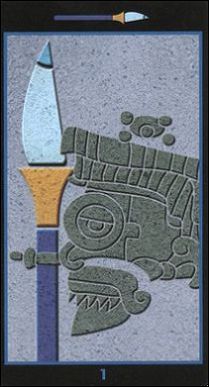 Ace of Spears card from the Mayan Tarot deck
