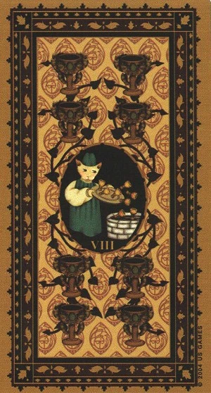 Eight of Cups - Medieval Cat Tarot - Lawrence Teng