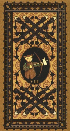 Eight of Wands - Medieval Cat Tarot - Lawrence Teng