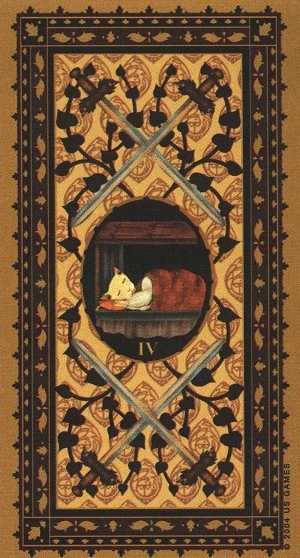 Four of Swords - Medieval Cat Tarot - Lawrence Teng