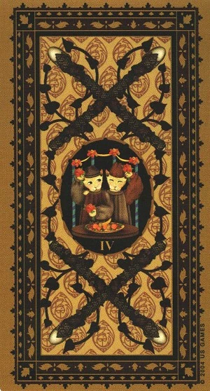 Four of Wands - Medieval Cat Tarot - Lawrence Teng