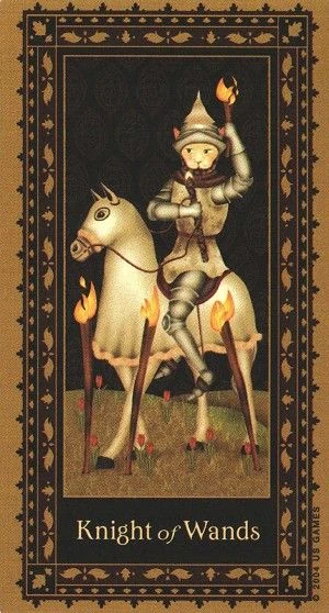 Knight of Wands - Medieval Cat Tarot - Lawrence Teng