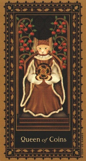 Queen of Coins - Medieval Cat Tarot - Lawrence Teng