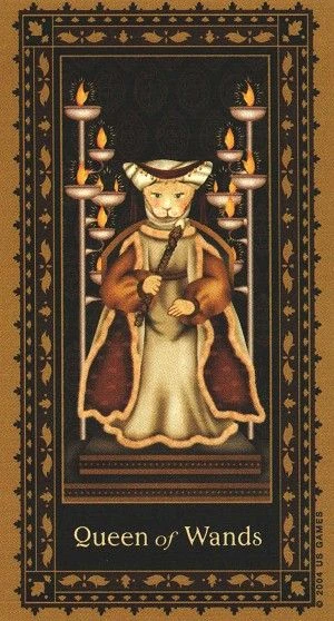 Queen of Wands - Medieval Cat Tarot - Lawrence Teng