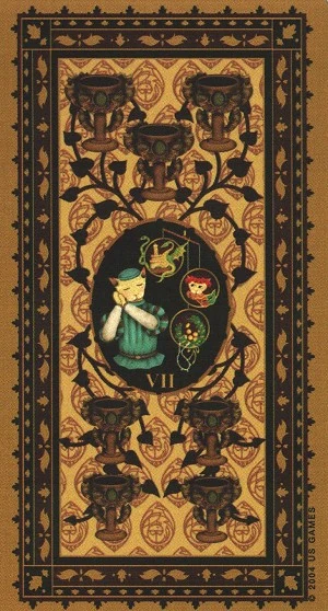 Seven of Cups - Medieval Cat Tarot - Lawrence Teng