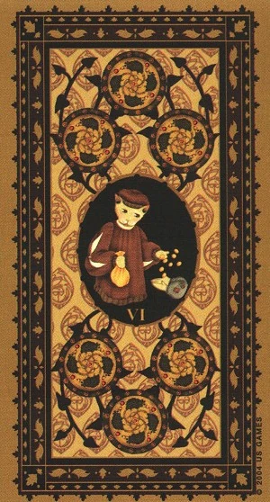 Six of Coins - Medieval Cat Tarot - Lawrence Teng