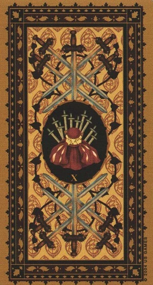 Ten of Swords - Medieval Cat Tarot - Lawrence Teng