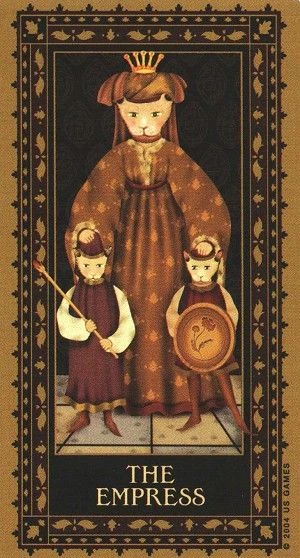 The Empress card from the Medieval Cat Tarot deck