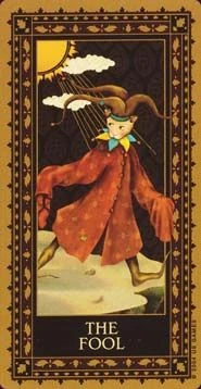 The Fool card from the Medieval Cat Tarot deck