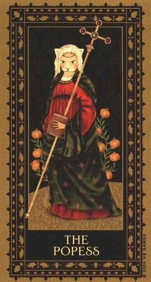 The Popess card from the Medieval Cat Tarot deck