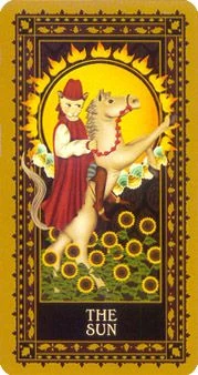 The Sun card from the Medieval Cat Tarot deck