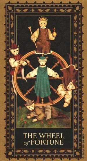 The Wheel of Fortune - Medieval Cat Tarot - Lawrence Teng