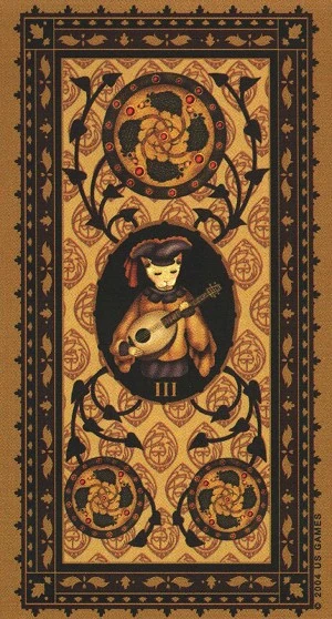 Three of Coins - Medieval Cat Tarot - Lawrence Teng